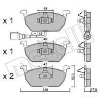 Тормозные колодки дисковые, комплект METELLI Seat Leon (5F) 3 2012 – 2019 22 035 22036 22-1028-0