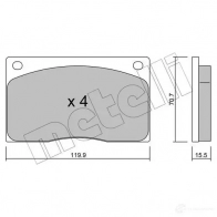 Тормозные колодки дисковые, комплект METELLI 2GSGMX 1211873 22-0089-0 2038 0