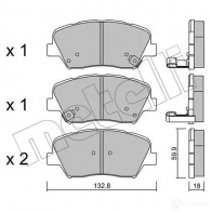 Тормозные колодки дисковые, комплект METELLI 25758 25 757 22-1026-0 Hyundai Genesis (DH) 2 Седан 3.0 GDI 249 л.с. 2014 – наст. время