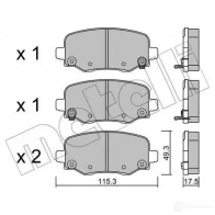 Тормозные колодки дисковые, комплект METELLI 25 733 1213104 25734 22-1002-1