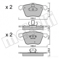Тормозные колодки дисковые, комплект METELLI 2368 0 23681 Volvo XC90 1 (275) Кроссовер 4.4 V8 AWD 320 л.с. 2004 – 2005 22-0599-0