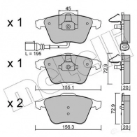 Тормозные колодки дисковые, комплект METELLI Volkswagen Golf 6 (5K) 2008 – 2012 23912 2 3801 22-0549-4