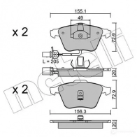 Тормозные колодки дисковые, комплект METELLI 237 62 23950 Audi A6 (C5) 2 Универсал 2.5 Tdi Quattro 180 л.с. 2000 – 2005 22-0549-0