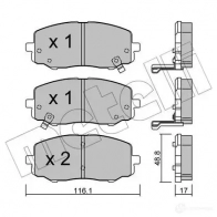 Тормозные колодки дисковые, комплект METELLI 22-0912-0 Hyundai i20 (PB) 1 2008 – 2015 2 4910 24911