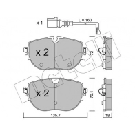 Тормозные колодки дисковые, комплект METELLI 2CN RI Volkswagen Transporter (T6) 6 Автобус 2.0 TDI 150 л.с. 2015 – 2024 22-1321-0