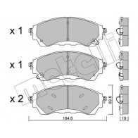 Тормозные колодки дисковые, комплект METELLI 22-1343-0 Ford Ranger 6 (T6, TKE) Пикап 2.5 i 166 л.с. 2011 – 2025 8F K2N