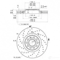 Тормозной диск METZGER 6YZ DQ 8020584027769 Audi A4 (B7) 3 Универсал 3.0 Tdi Quattro 233 л.с. 2006 – 2008 25219v