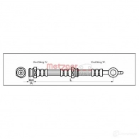 Тормозной шланг METZGER 4114054 1005396 4250032565664 CZ3 GO