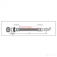 Тормозной шланг METZGER 1 U3X522 1005236 4112176 4250032604417