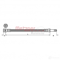Тормозной шланг METZGER 1D1B A 4250032658830 4111218 Ford Kuga 1 (CBV, C1) Кроссовер 2.0 TDCi 4x4 136 л.с. 2008 – 2012