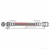 Тормозной шланг METZGER 14 116210 Volkswagen Golf 4 (1J1) Хэтчбек 2.3 V5 170 л.с. 2000 – 2005 4116210 4114779