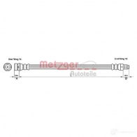 Тормозной шланг METZGER Y4 X0R7 4250032561192 4110237 Ford C-Max 1 (CB3, DM2) Минивэн 1.8 Duratec 125 л.с. 2007 – 2010