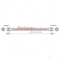 Тормозной шланг METZGER 4250032561277 Volkswagen Caddy (2KA, 2KH, 2CA, 2CH) 3 Фургон 1.4 80 л.с. 2006 – 2010 ARQVXD P 4110245