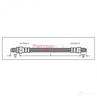 Тормозной шланг METZGER 717S3 O 4112524 Ford Escort 7 (FA) 1995 – 2001 4250032604509