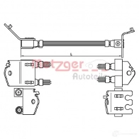 Тормозной шланг METZGER 4250032658434 Ford Transit 6 (FM) Грузовик 2.4 TDCi 137 л.с. 2004 – 2006 JLPB 8 4112539