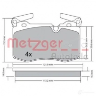 Тормозные колодки, комплект METZGER 995754 1170483 2447 8 K4BJ93