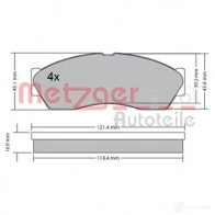 Тормозные колодки дисковые, комплект METZGER 1170590 995861 VITE9S 24 555 - Изображение 1