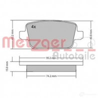 Тормозные колодки дисковые, комплект METZGER BGOAC 1170058 995329 2453 7 - Изображение 5