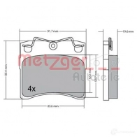 Тормозные колодки, комплект METZGER 1170663 2 0651 20652 995932