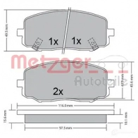 Тормозные колодки дисковые, комплект METZGER Hyundai i20 (PB) 1 2008 – 2015 24925 24 910 1170588