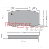 Тормозные колодки дисковые, комплект METZGER 1170137 Mercedes SLK (R171) 2 Кабриолет 5.5 55 AMG (1773) 400 л.с. 2006 – 2011 2 3271 23745
