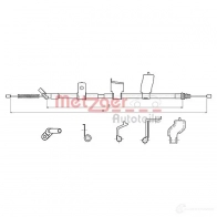 Трос ручника METZGER Nissan Qashqai (J10) 1 Кроссовер 1.5 dCi 103 л.с. 2008 – 2013 HEBRT 1Z 17.0327 4250032514938