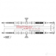 Трос ручника METZGER 4250032436704 11.5944 Opel Vectra (C) 3 Седан 1.9 CDTI (F69) 150 л.с. 2004 – 2008 ZK 80N