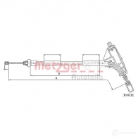 Трос ручника METZGER Peugeot 406 1 (8E, 8F) Универсал 3.0 24V 190 л.с. 1996 – 2004 4250032402488 OLY9Z1 X 10.6211