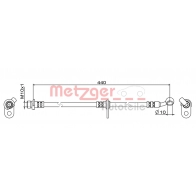 Тормозной шланг METZGER V 6TN8 4111847 Honda CR-V 4 (RM) Кроссовер 2.4 AWD 188 л.с. 2015 – 2024