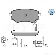 Тормозные колодки дисковые, комплект MEYLE Mercedes X-Class (470) 1 Пикап 2.3 x 220 d 4 matic (4711) 163 л.с. 2017 – 2025 8 FI3Q 025 228 6118/PD