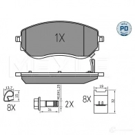 Тормозные колодки дисковые, комплект MEYLE 025 226 6021/PD A88288 1 Mercedes X-Class (470) 1 Пикап 2.3 x 220 d (4710) 163 л.с. 2017 – 2025
