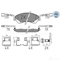Тормозные колодки дисковые, комплект MEYLE MBP0815PD Ford Transit 7 (FD) Автобус 2.2 TDCi 100 л.с. 2011 – 2014 025 244 8518/PD 244 85
