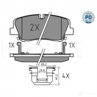 Тормозные колодки дисковые, комплект MEYLE 025 224 1817/PD Hyundai H350 (M) 1 Кабина с шасси 2.5 CRDI 150 л.с. 2015 – 2025 39XL MO