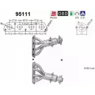 Катализатор AS 95111 Toyota Corolla (E150) 10 Седан 1.4 VVT i (ZZE150) 97 л.с. 2006 – 2013 JF3TEJ 1PLB UNW