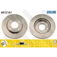 Тормозной диск GIRLING 3322937453658 0EU6 E 2289814 6012181