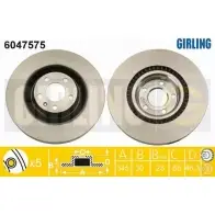 Тормозной диск GIRLING 3322937811038 2290700 6047575 HIK A4FG