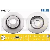 Тормозной диск GIRLING JWY BO 3322938172350 Kia Cerato (TD) 2 2008 – 2013 6062701
