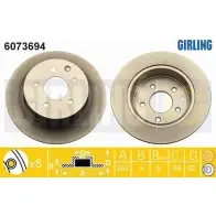 Тормозной диск GIRLING 3322938278762 Nissan Teana (J33) 3 Седан 2.5 (L33) 173 л.с. 2013 – наст. время G29I5 95 6073694