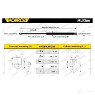 Амортизатор капота MONROE ML5266 497627 L7C Z7 5412096343360 - Изображение 7