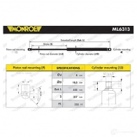 Амортизатор капота MONROE Mercedes GL (X164) 1 Внедорожник 5412096550737 8 ZPT9 ML6313