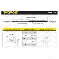 Амортизатор капота MONROE 5412096558559 ML6341 R26 LN 1208332397 - Изображение 2