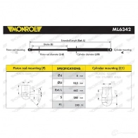 Амортизатор капота MONROE N9 VJI76 1208332403 5412096558566 ML6342 - Изображение 2