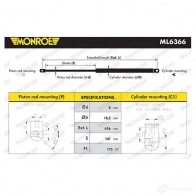 Амортизатор стекла багажника MONROE 1208332503 KFHT CSH ML6366 - Изображение 2