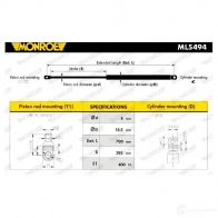 Амортизатор багажника MONROE 4 KRO30 497854 ML5494 5412096345647 - Изображение 2