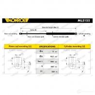 Амортизатор багажника MONROE ML5155 Renault Megane (LA) 1 Седан B BC09Y 5412096342257