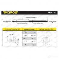 Амортизатор багажника MONROE 1208332307 ML6320 0M 7HQR 5412096550805 - Изображение 2