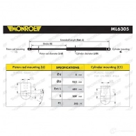 Амортизатор багажника MONROE 5412096550652 M 3Y7DK 1208332229 ML6305 - Изображение 2