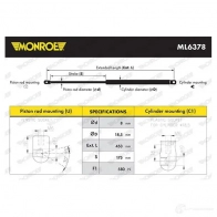 Амортизатор багажника MONROE Volkswagen Passat (B7) 5 Универсал 1.8 TSI 160 л.с. 2010 – 2014 5412096744181 ML6378 XKR UA