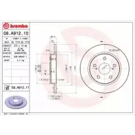 Тормозной диск BRECO Toyota Auris (E150) 1 Хэтчбек 1.5 (NZE151) 110 л.с. 2009 – 2012 KBKM2IW BV 7772 NF4 QU