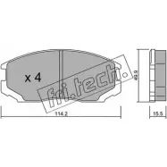 Тормозные колодки, дисковые, комплект FRI.TECH. Z00BKWM Mitsubishi Lancer 6 (C6, C7) Хэтчбек 1.6 i (C63A) 122 л.с. 1990 – 1992 230.0 2 1650